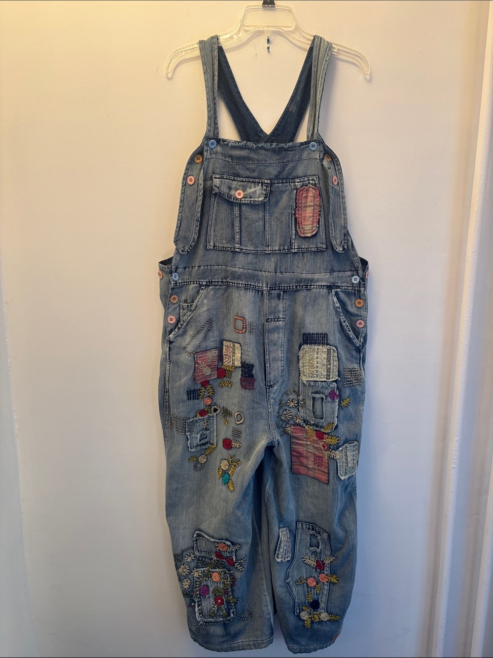Blue Velvet | Light Blue Embroidered Denim One-Piece Overalls Sz M - Picture 6 of 17
